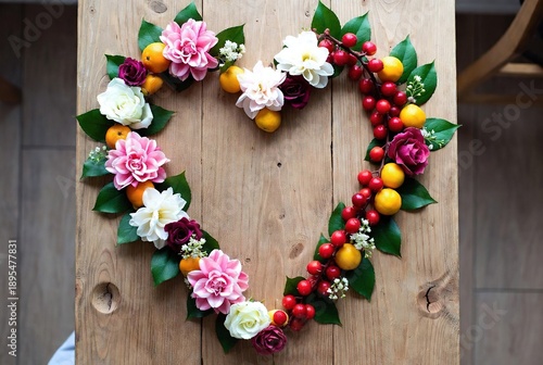 Heart-shaped floral wreath