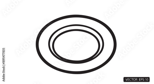 Concentric Circles Illustration Featuring Rings and Ellipses in a Simple Vector Graphic
