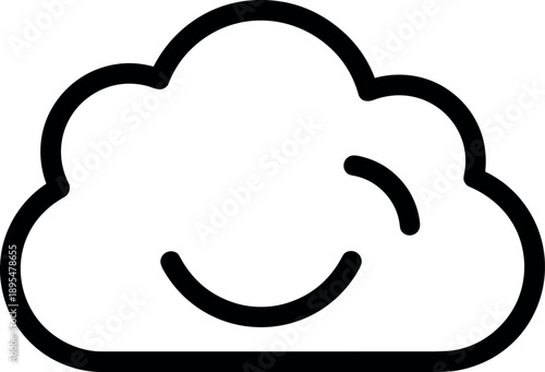 Cloud vector silhouette black and white cricut design, simple minimalist weather icon and puffy cumulus outline