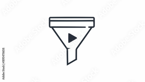 Funnel icon with play button inside.