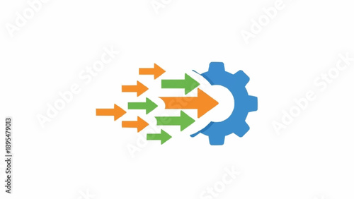Gear with arrows in motion.