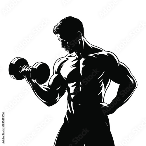 Silhouette of a woman boxer lifting dumbbell vector illustration with family and dance elements
