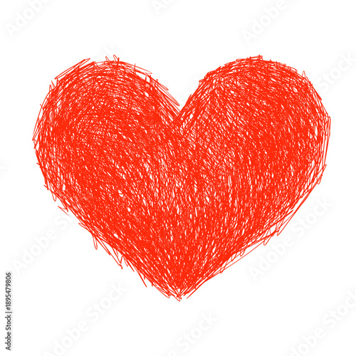 Hand drawn vector heart. Love symbol, Doodle colorful heart shape for Valentine day, card, template, design element