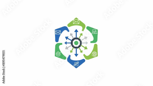 Green and blue recycling symbol logo.