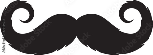Classic black mustache vector illustration on transparent background design element for fashion