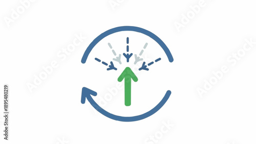 Green arrow pointing up in circle.