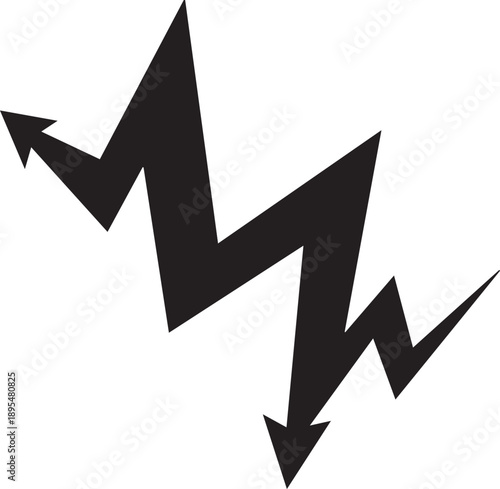 Jagged abstract arrow line indicating dynamic energy or electrical impulse vector silhouette