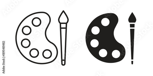 Brush and Palette icon for an app or web design interface vector