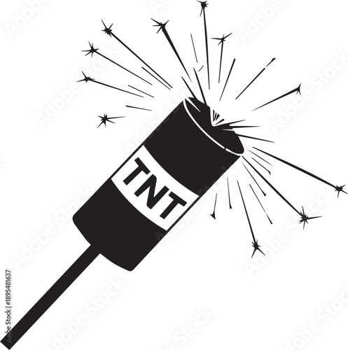 TNT dynamite burning fuse vector illustration on transparent background symbolizing danger explosion