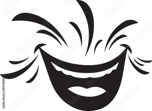 Wide open mouth with tongue and gums showing extreme joy and laughter vector illustration
