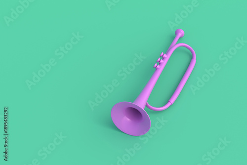 Cuadro en lienzo Trumpet on green background