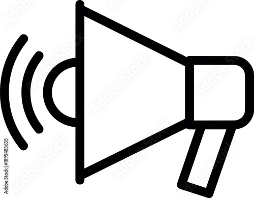 Megaphone vector silhouette black and white cricut design, minimalist bullhorn line art icon for marketing and announcement