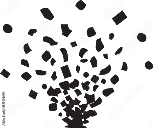 Explosion shape silhouette confetti burst upward vector illustration elements