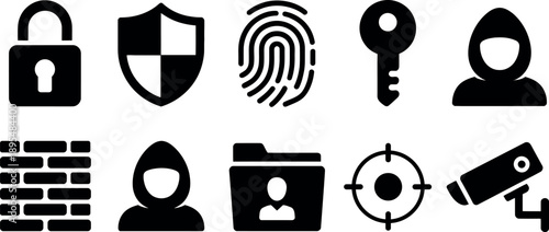 Collection of diverse security and privacy icons representing digital safety and data protection concepts