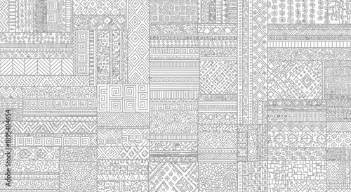 Monochrome collage of architectural patterns and geometric textures for design inspiration.