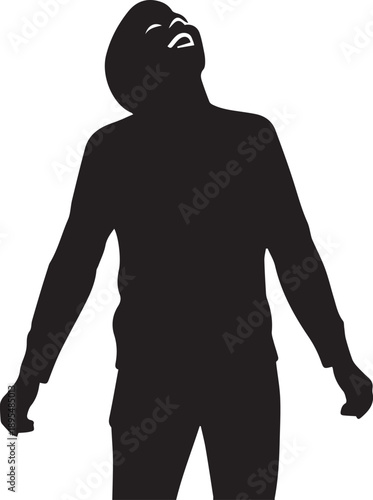 Silhouette of a person leaning back laughing loudly vector with arms open wide