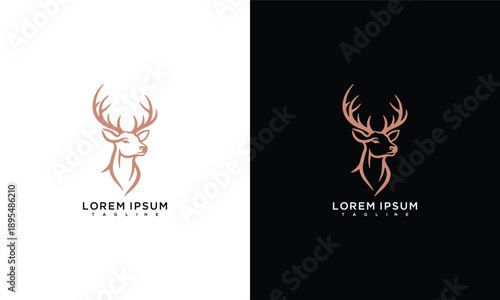 Deer Head Logo Design - Elegant Antlered Animal Icon.