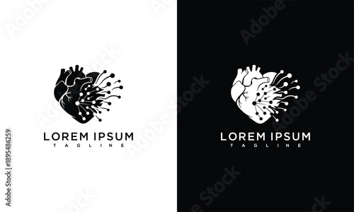 Digital Heart Logo Technology Medical Innovation Abstract.