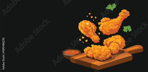 A bucket filled with crispy fried chicken wings and legs for a group meal.