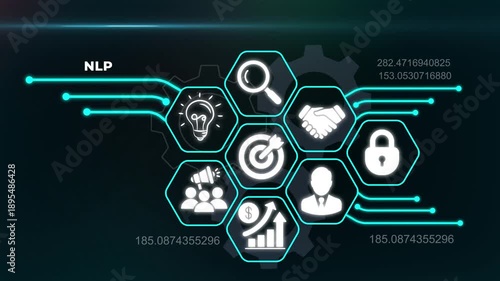 Natural Language Processing and NLP technology concept with advanced artificial intelligence and digital linguistics analysis.