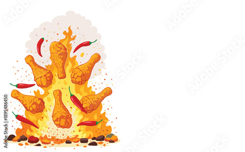 A mountain of golden french fries arranged in a creative peak shape.