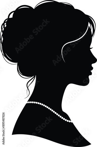 Black silhouette of a woman with her hair styled in an updo