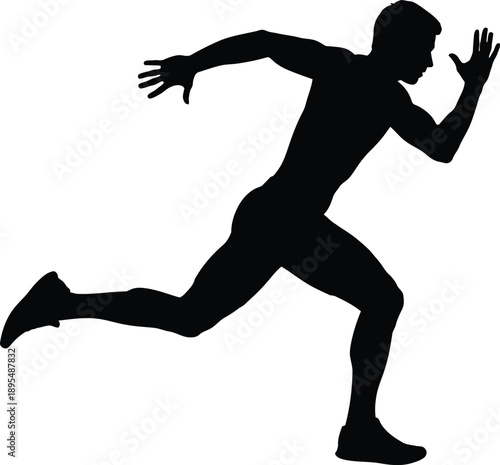 A silhouette of a man running quickly with a dynamic pose