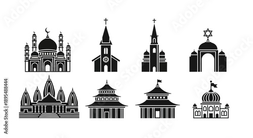 Collection of Religious Buildings and Places of Worship Icons.