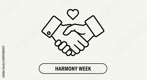 Harmony Week symbol with handshake and heart.