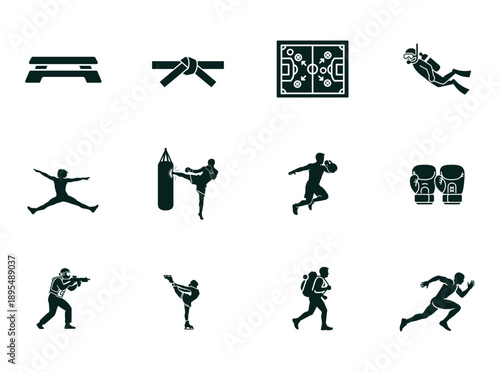 Sports and Fitness Silhouette Collection exercise training