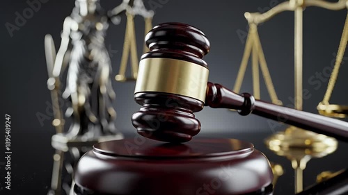 Justice Gavel and Scales Scene for Legal Case.