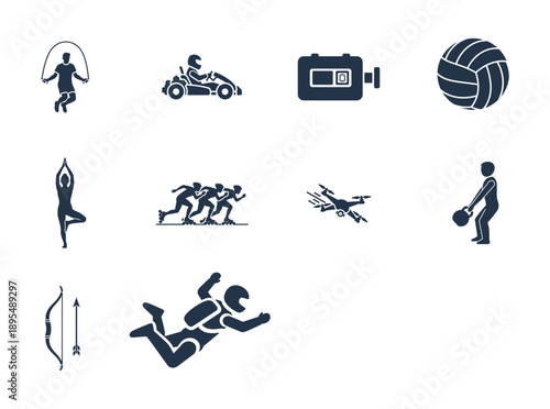 Collection of Silhouette Representing Diverse Sports and Activities activity jump rope