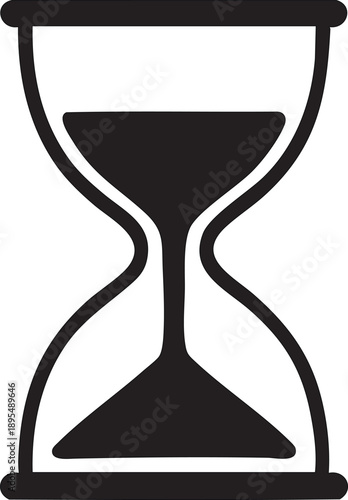 Black hourglass icon simple vector illustration representing time passing a concept for deadlines and waiting isolated on white