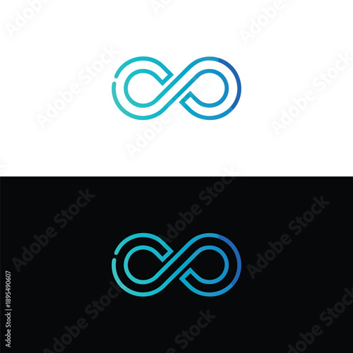 A modern and flowing infinity symbol crafted with a vibrant blue to teal gradient outline radiates a sense of limitless possibilities and elegant continuity.