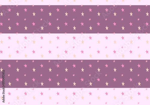 Soft Pastel Stars on Pink & Purple Horizontal Stripes