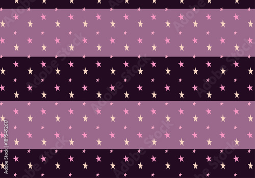 Lavender & Pink Stars on Horizontal Stripe Pattern