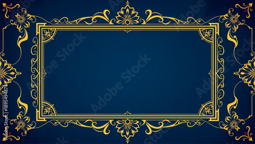 blue gold frame with gold ornament