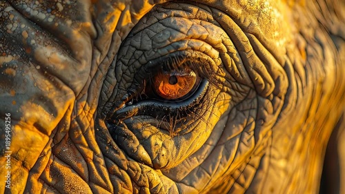 Close-up of an elephants eye, showcasing intricate details and textures.