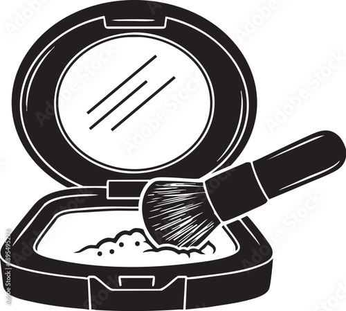 Open Makeup Compact and Face Powder Brush