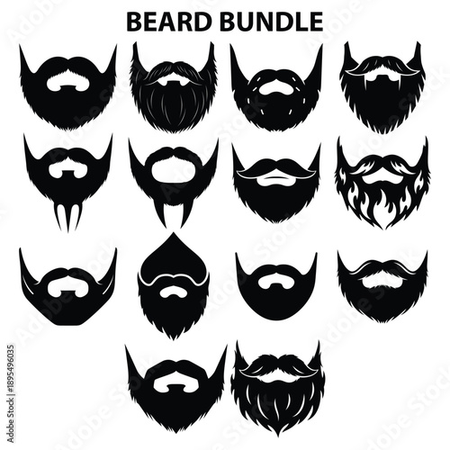 black silhouette beard and mustache styles on white background facial hair