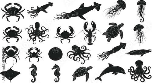 This title includes high-performing keywords like “sea creature icons,” “marine silhouettes,” “ocean graphics,” and “educational design,” which are frequently searched by buyers.