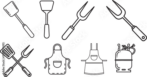 Bbq tools and accessories set Vector