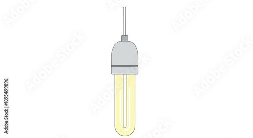 Illustration of a Hanging U-Shaped Fluorescent Light Bulb in Soft Yellow and Grey