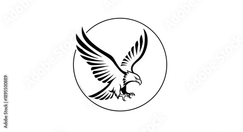 Elegant Eagle Emblem in Flight within a Circle.