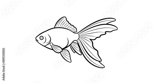 Elegant Goldfish Illustration Simple Line Art.