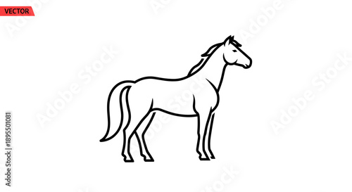 Elegant Horse Silhouette Standing Gracefully Side View.