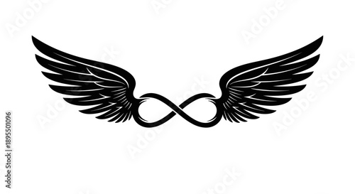 Elegant Infinity Symbol Adorned With Black Angel Wings.