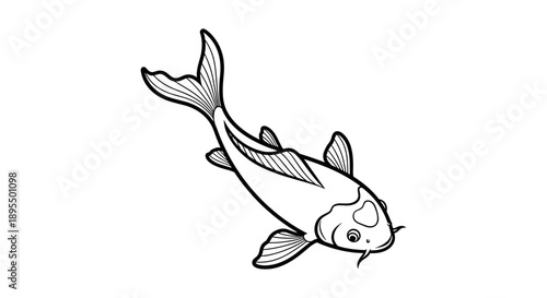Elegant Koi Fish Illustration in Black and White 1.