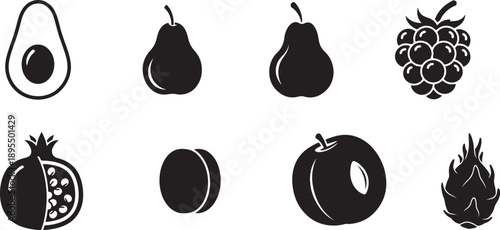 Minimalist fruit icons set Vector