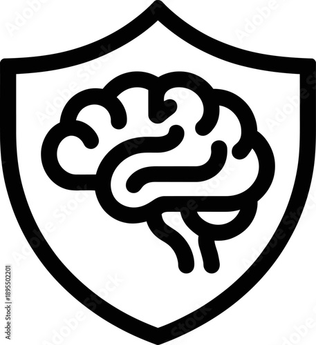 Protection of the brain silhouette icon isolated on transparent background vector